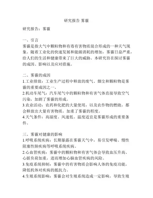 研究报告 雾霾