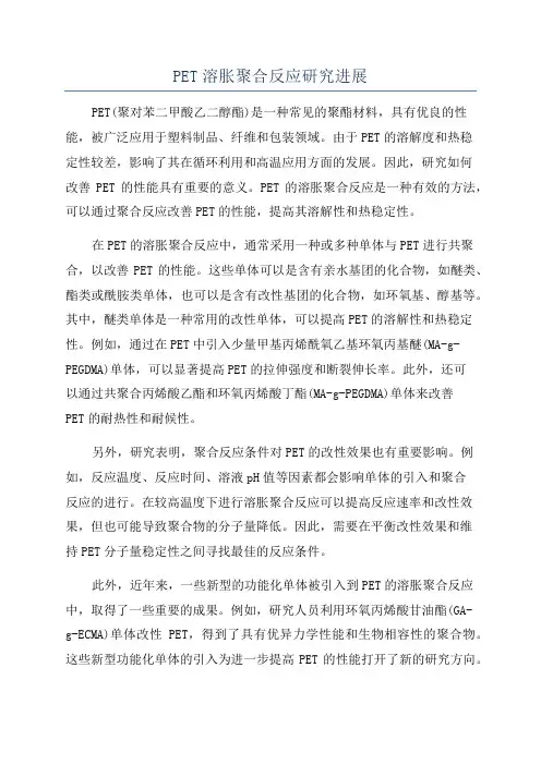 PET溶胀聚合反应研究进展