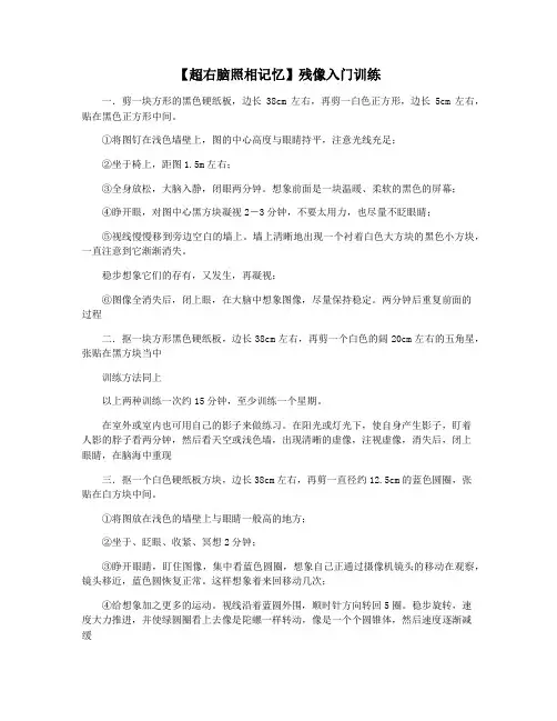 【超右脑照相记忆】残像入门训练