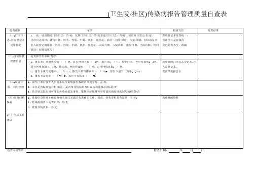 传染病报告管理质量自查表