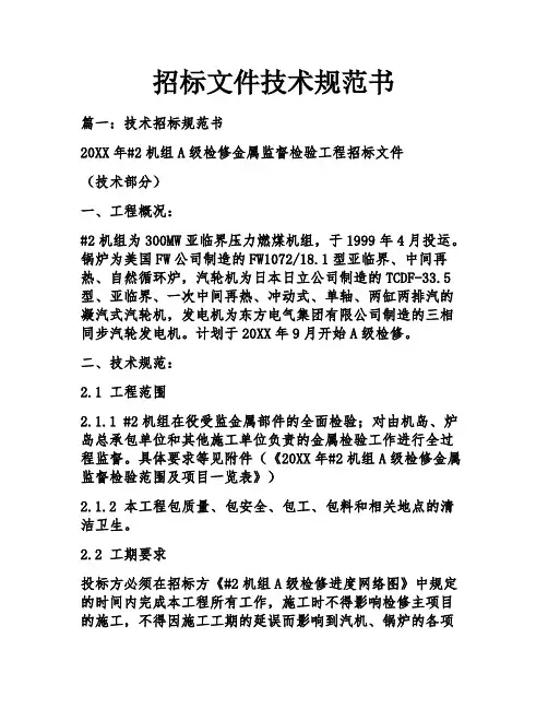 招标文件技术规范书