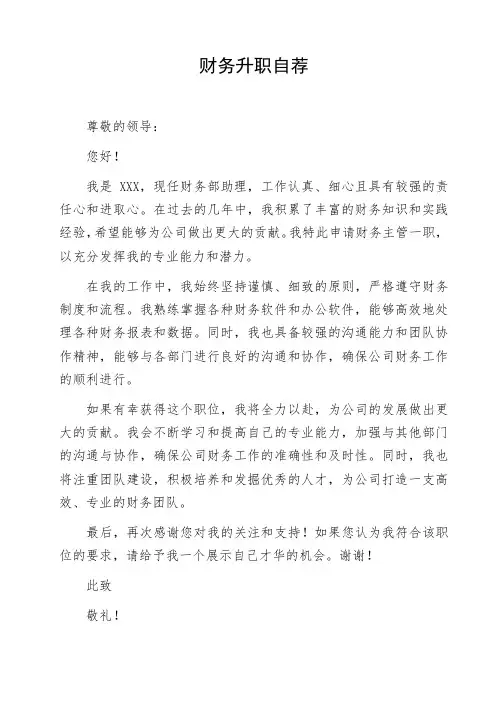 财务升职自荐