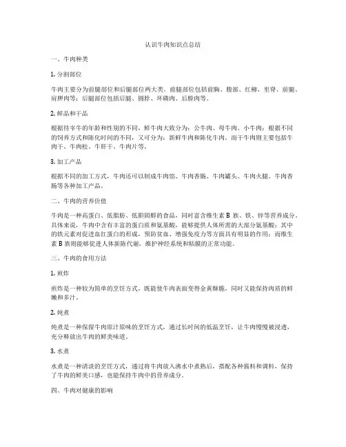 认识牛肉知识点总结