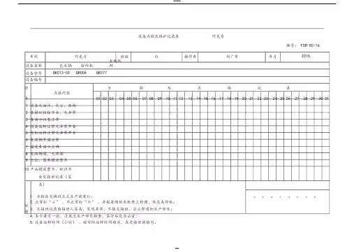 设备点检及维护记录表