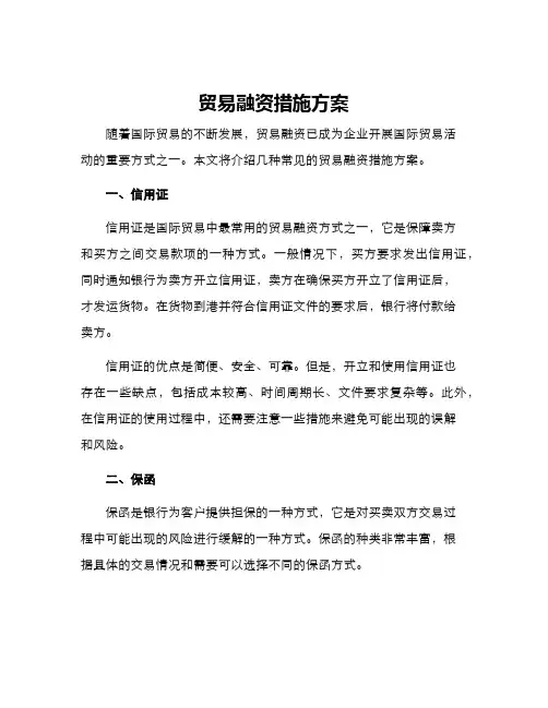 贸易融资措施方案