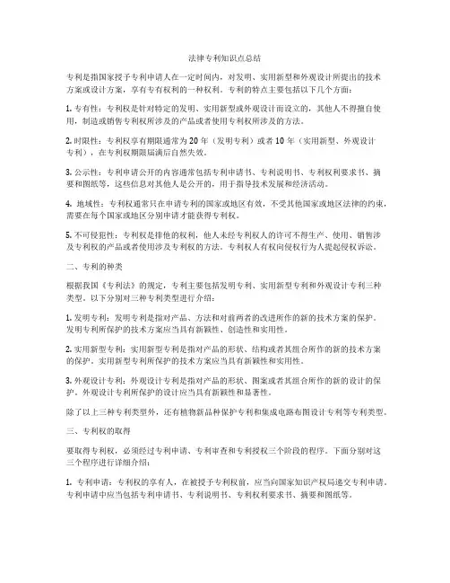 法律专利知识点总结