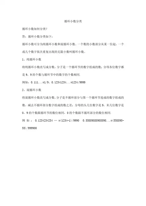 循环小数分类