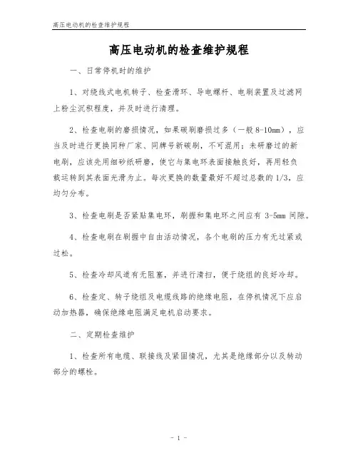 高压电动机的检查维护规程