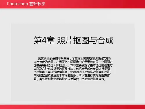 Photoshop 照片处理基础教学PPT课件第4章 照片抠图与合成
