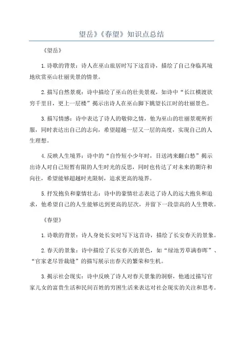 望岳》《春望》知识点总结