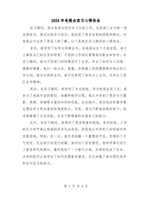 2024年电视台实习心得体会(2篇)