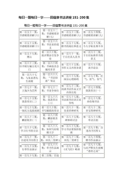 每日一题每日一字——田蕴章书法讲座151-200集