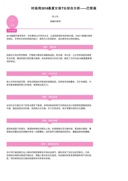 时装周2018春夏女装T台综合分析——巴黎篇