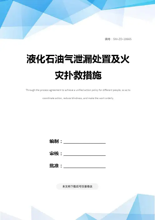 液化石油气泄漏处置及火灾扑救措施