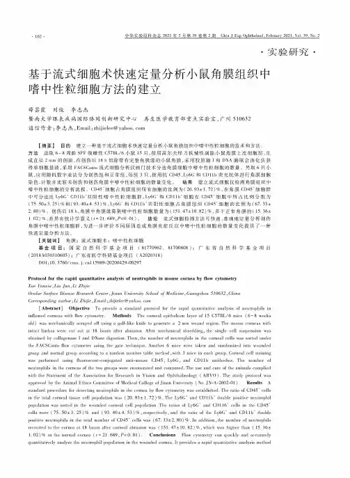 基于流式细胞术快速定量分析小鼠角膜组织中嗜中性粒细胞方法的建立