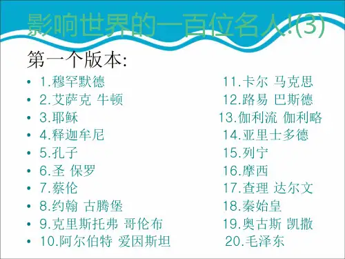 影响世界的100位名人100位帝王及100次战争and世界十大传奇人物十大传奇帝王