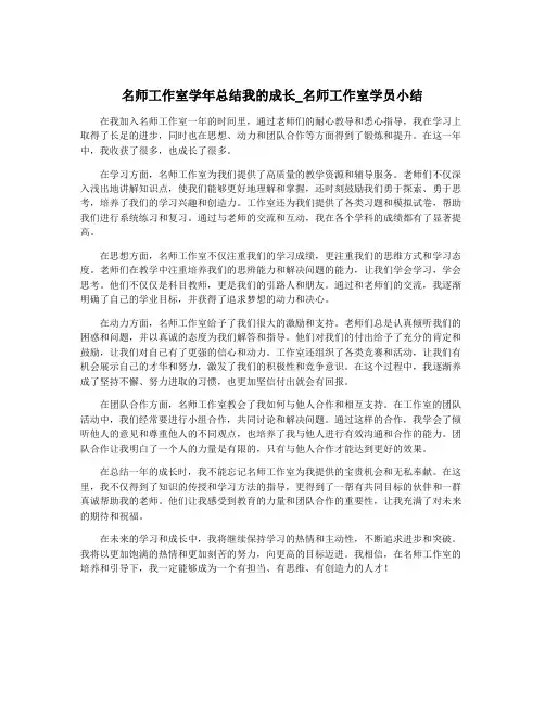 名师工作室学年总结我的成长_名师工作室学员小结