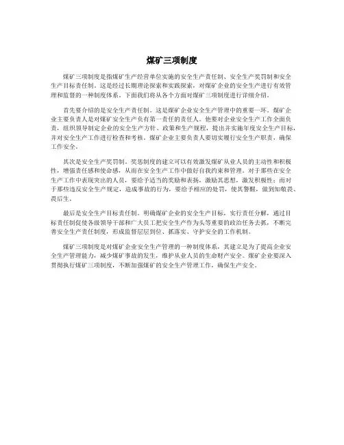 煤矿三项制度
