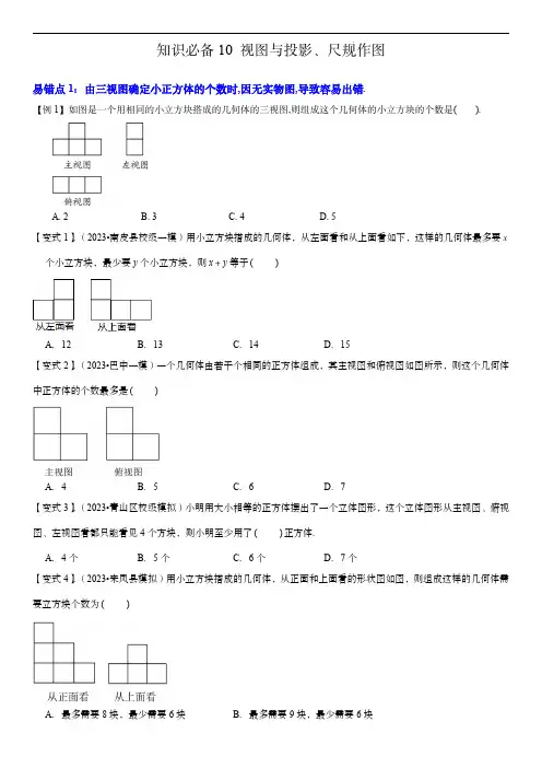 2024年中考数学考点必备知识必备10 视图与投影、尺规作图(原卷版)