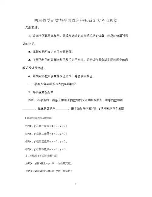 初三数学函数与平面直角坐标系5大考点总结
