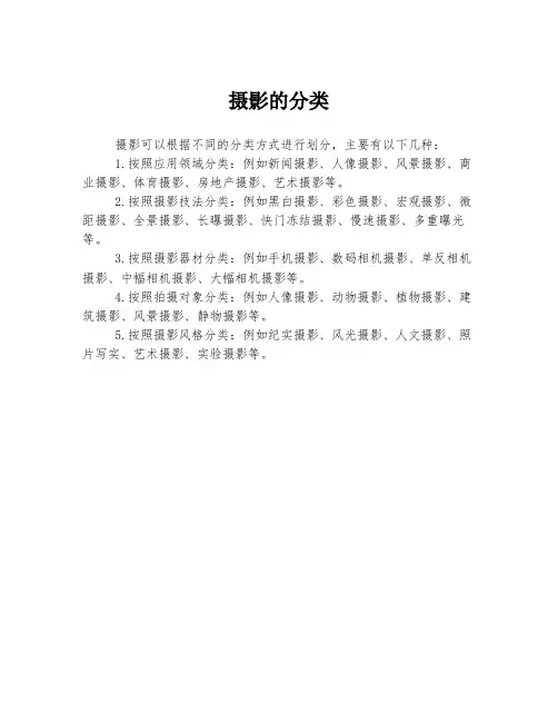 摄影的分类