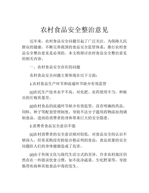 农村食品安全整治意见