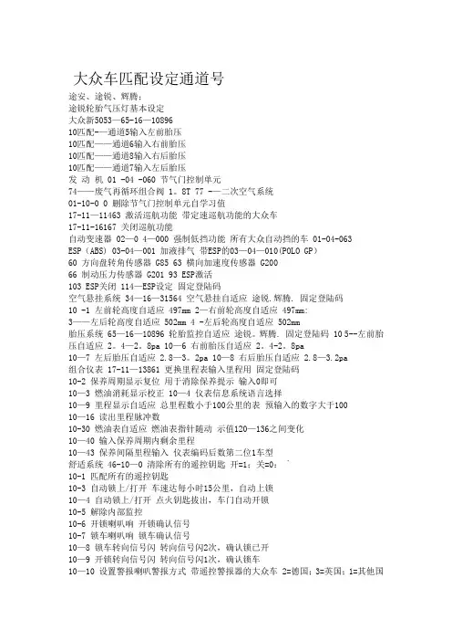 最全大众奥迪匹配设定方法