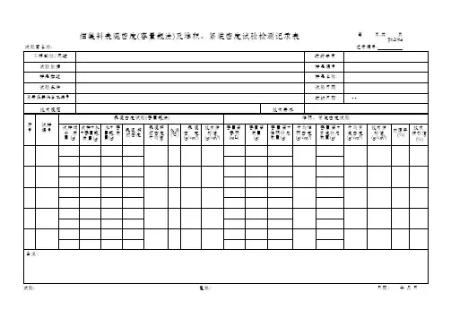 细集料表观密度(容量瓶法)及堆积、紧装密度试验检测记录表