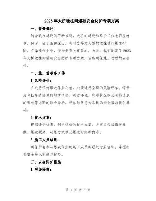 2023年大桥墩柱间爆破安全防护专项方案