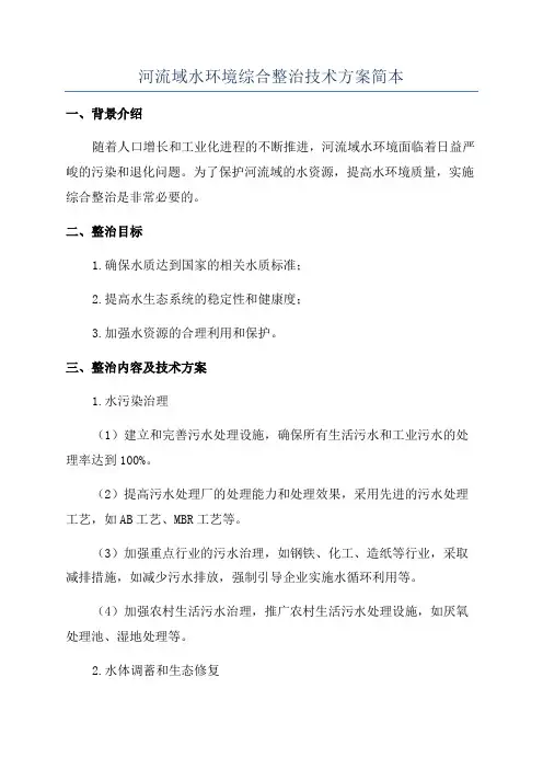 河流域水环境综合整治技术方案简本
