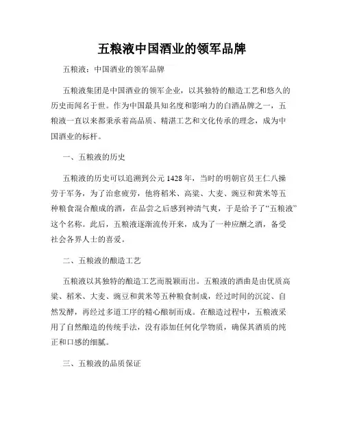 五粮液中国酒业的领军品牌