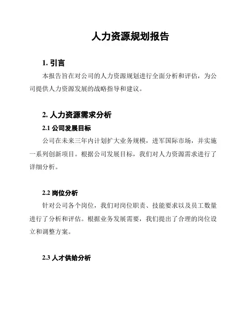 人力资源规划报告