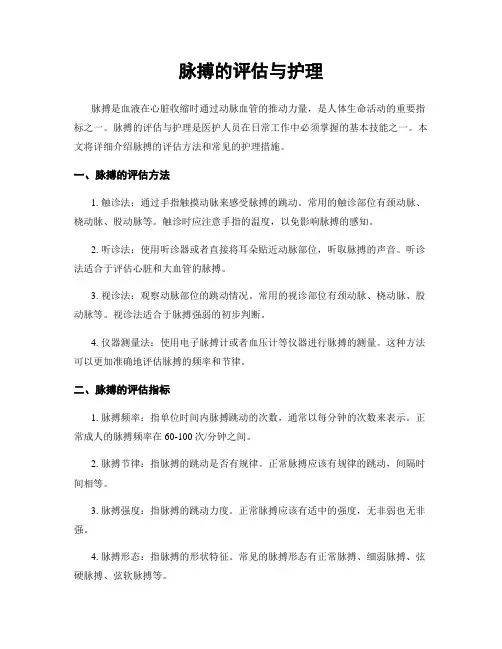 脉搏的评估与护理