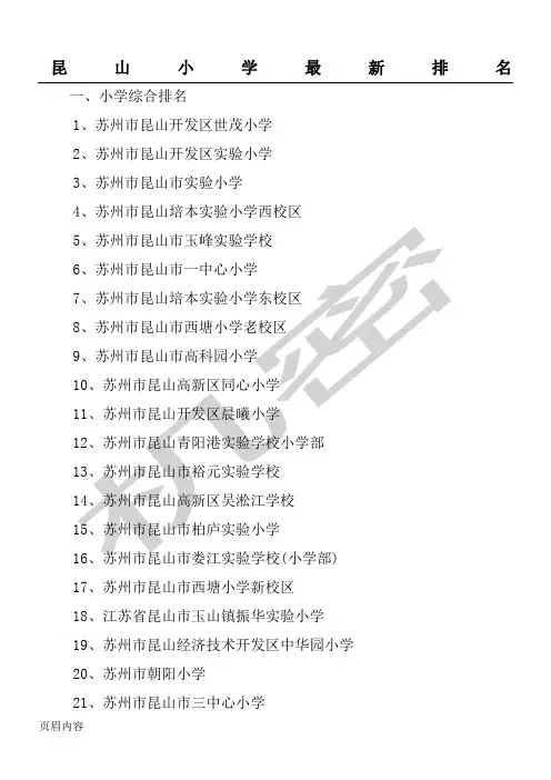 昆山重点小学最新排名