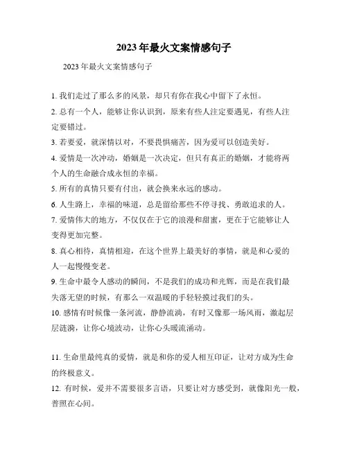 2023年最火文案情感句子