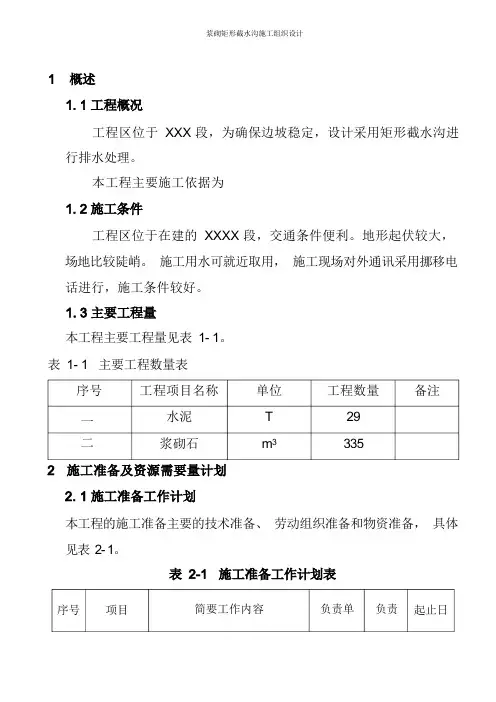 截水沟施工组织设计参考
