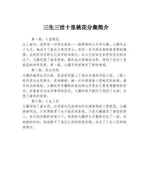 三生三世十里桃花分集简介