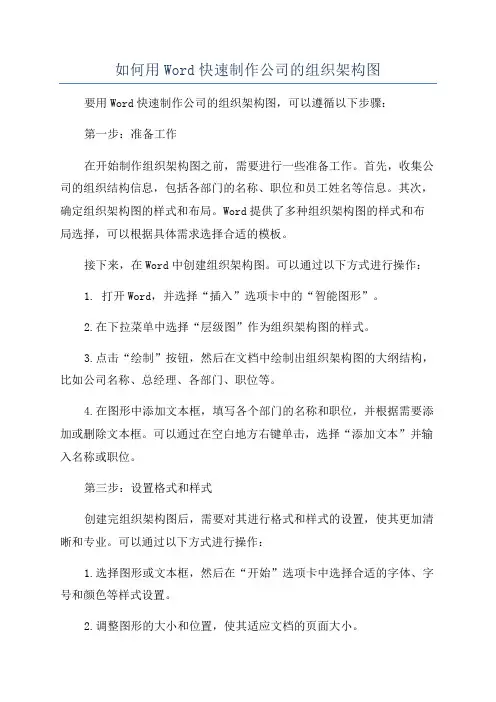 如何用Word快速制作公司的组织架构图