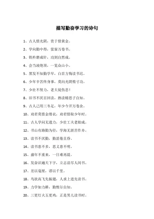 描写勤奋学习的诗句