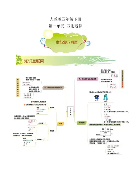 四年级数学下册(原卷)人教版 第一单元《四则运算》单元复习