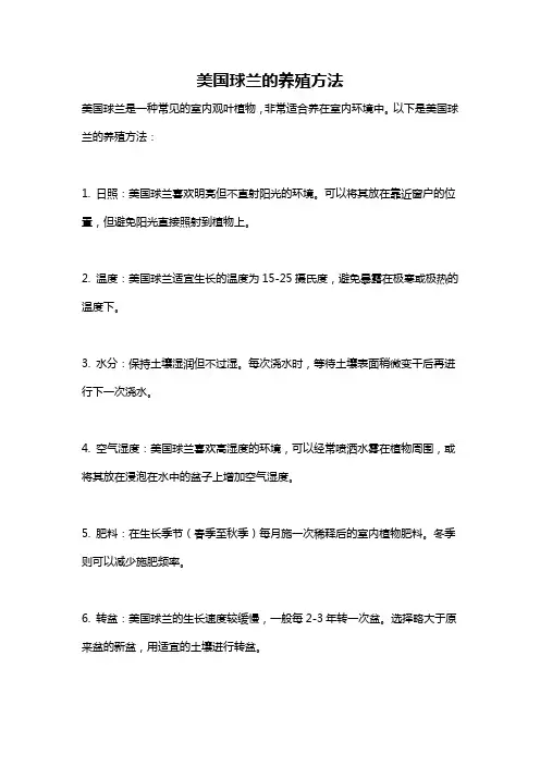 美国球兰的养殖方法