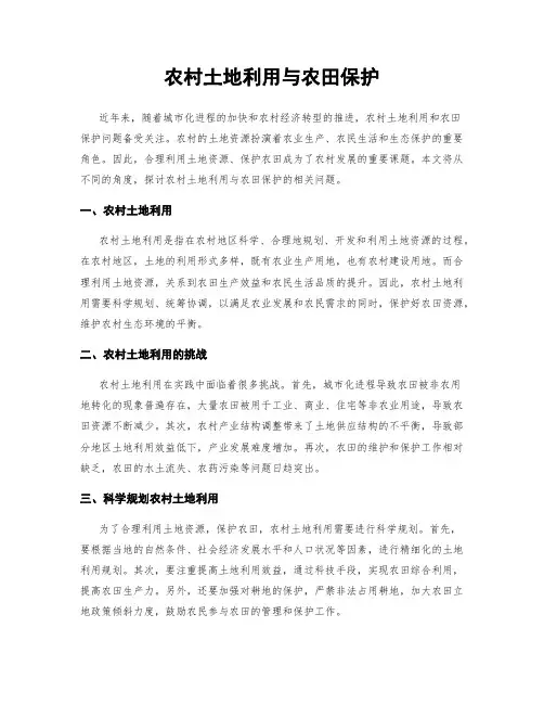 农村土地利用与农田保护