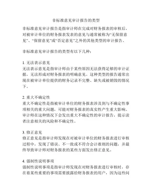 非标准意见审计报告的类型