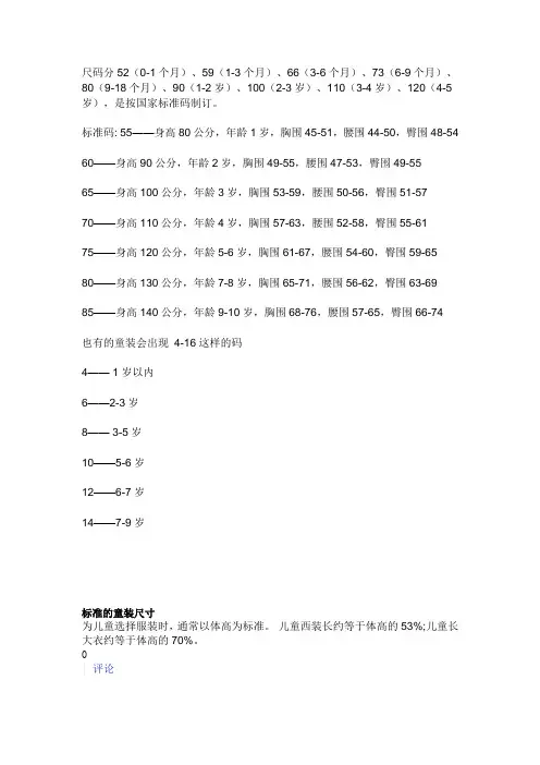 尺码资料