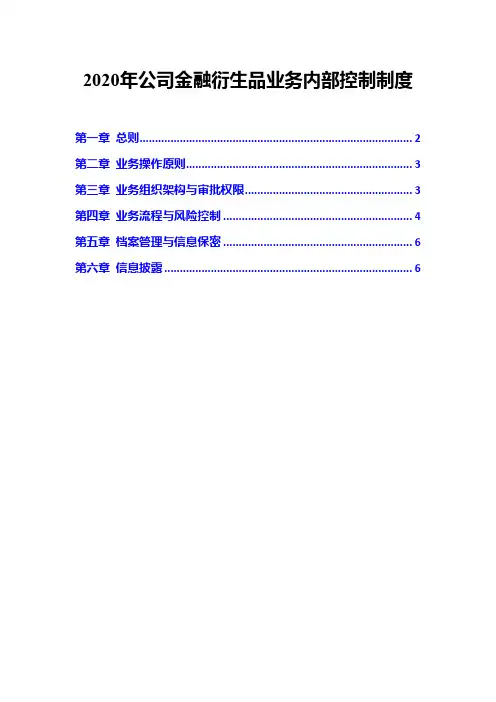 2020年公司金融衍生品业务内部控制制度