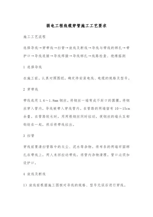 弱电工程线缆穿管施工工艺要求,一般弱电工程常用方案知识模板