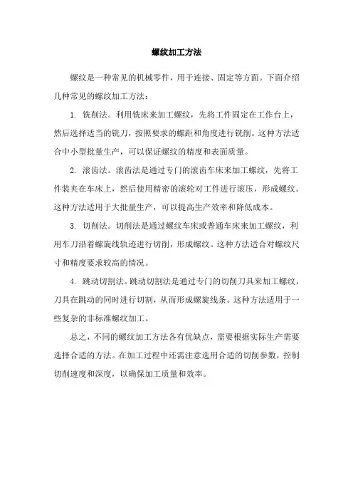 螺纹加工方法