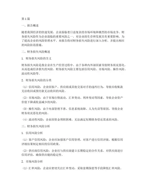 财务损失风险分析报告(3篇)