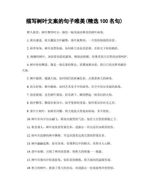 描写树叶文案的句子唯美(精选100句)
