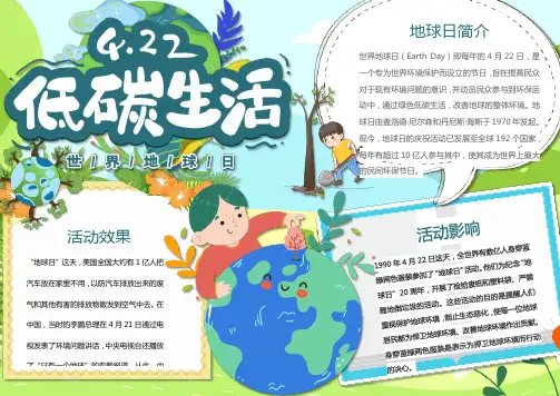 世界地球日低碳生活介绍Word手抄报